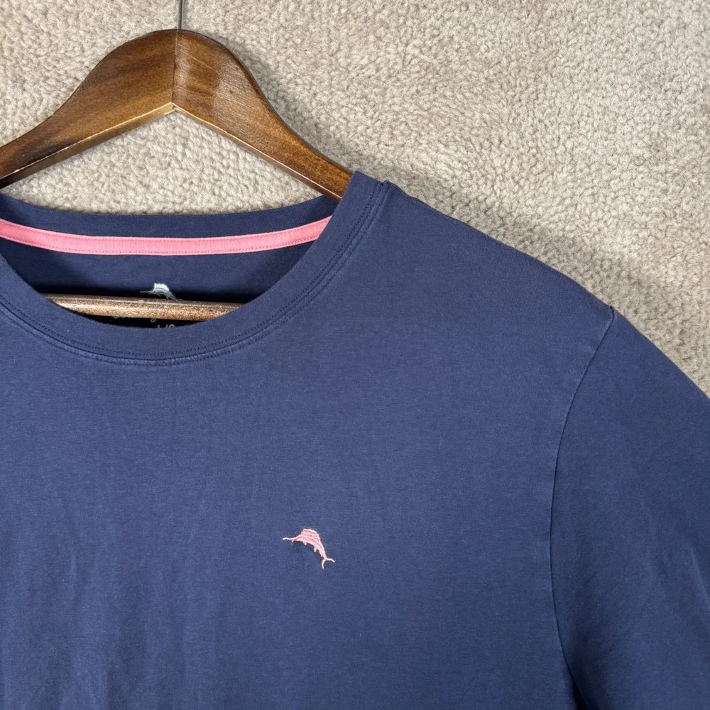 Tommy Bahama T-Shirt Mens Large Blue Short Sleeve Embroidered Marlin Logo Crew